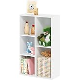 Furinno Luder 5-Cube No Tool Assembly Open Shelf, White | 9.4 x 19.7 x 31.5, Easy Assembly, Bookcase, for Living Room, Bedroom, Home Office