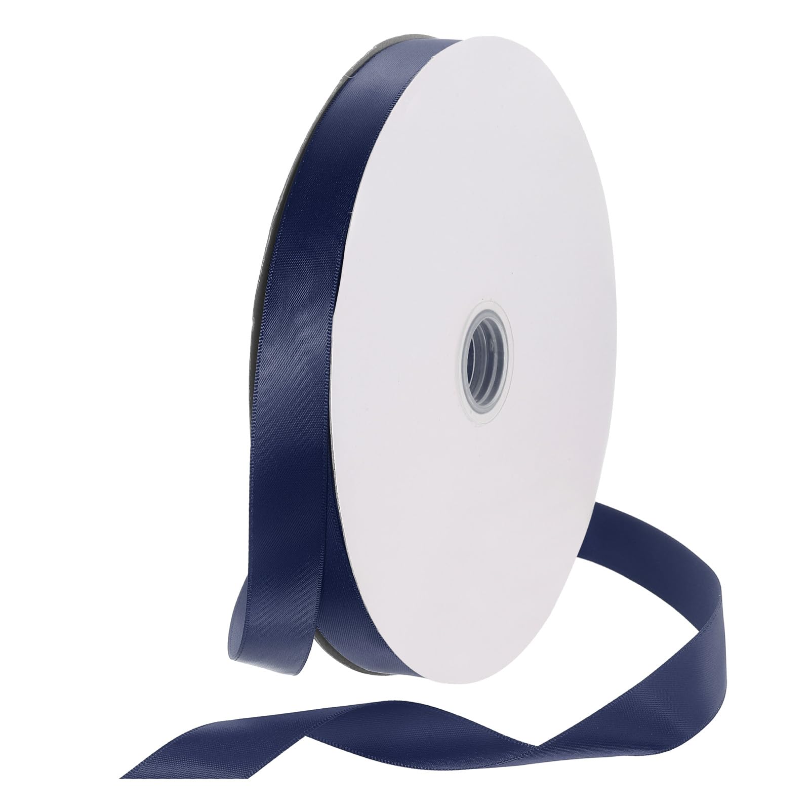 Rebower 20mm Satin Ribbon 91m Thick Double Face Grosgrain Silk Ribbon, [for Gift Wrapping, Hair Bows, Wedding, Cake, Flower] - 100 Yard/300ft/ Navy Blue