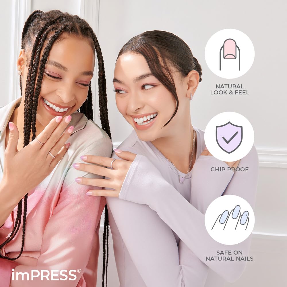 imPRESS Color Ombre Press On Nails, 'Beat The Heat', Pink, Short Oval, PureFit Technology, Patented Super Hold Adhesive, Chip Proof, Smudge Proof, Mini Nail File, Manicure Stick & 30 Fake Nails - Image 3