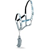 Jeffers Poplar Head Adjustable Padded Nylon Halter &amp; Matching Lead Set with Quick Snap for Horses, Full Size Horse Halter with Padded Noseband &amp; Crown, Equestrian Training Tack for Stable or Ranch Us