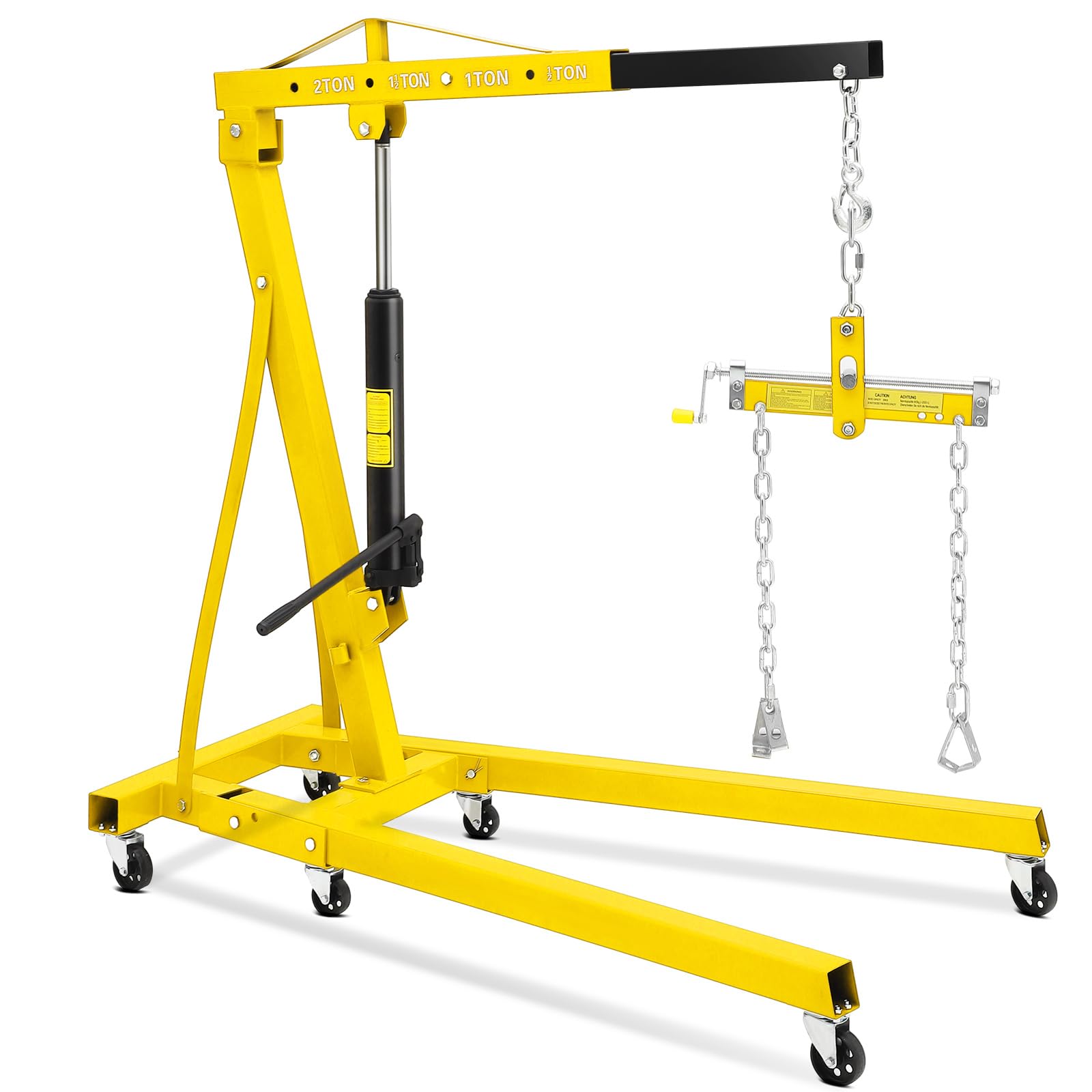 Photo 1 of **PARTIAL SET/SEE PHOTOS**2 Ton Hydraulic Engine Hoist with Lever - 4400LB Folding Shop Crane with 6 Swivel Casters & Telescoping Boom, Foldable Cherry Picker Lift for Car/Truck Engines, Garage and Workshop Use, Yellow