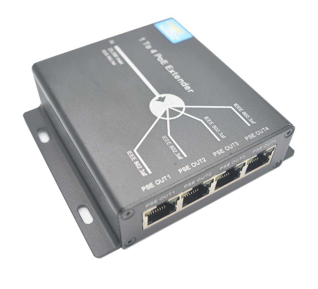 OdiySurveil(TM) 4-Port 10/100M IEEE802.3at (Power-in) to IEEE802.3af (Power-Out) PoE Extender for Ethernet/PoE Power: Industrial & Scientific