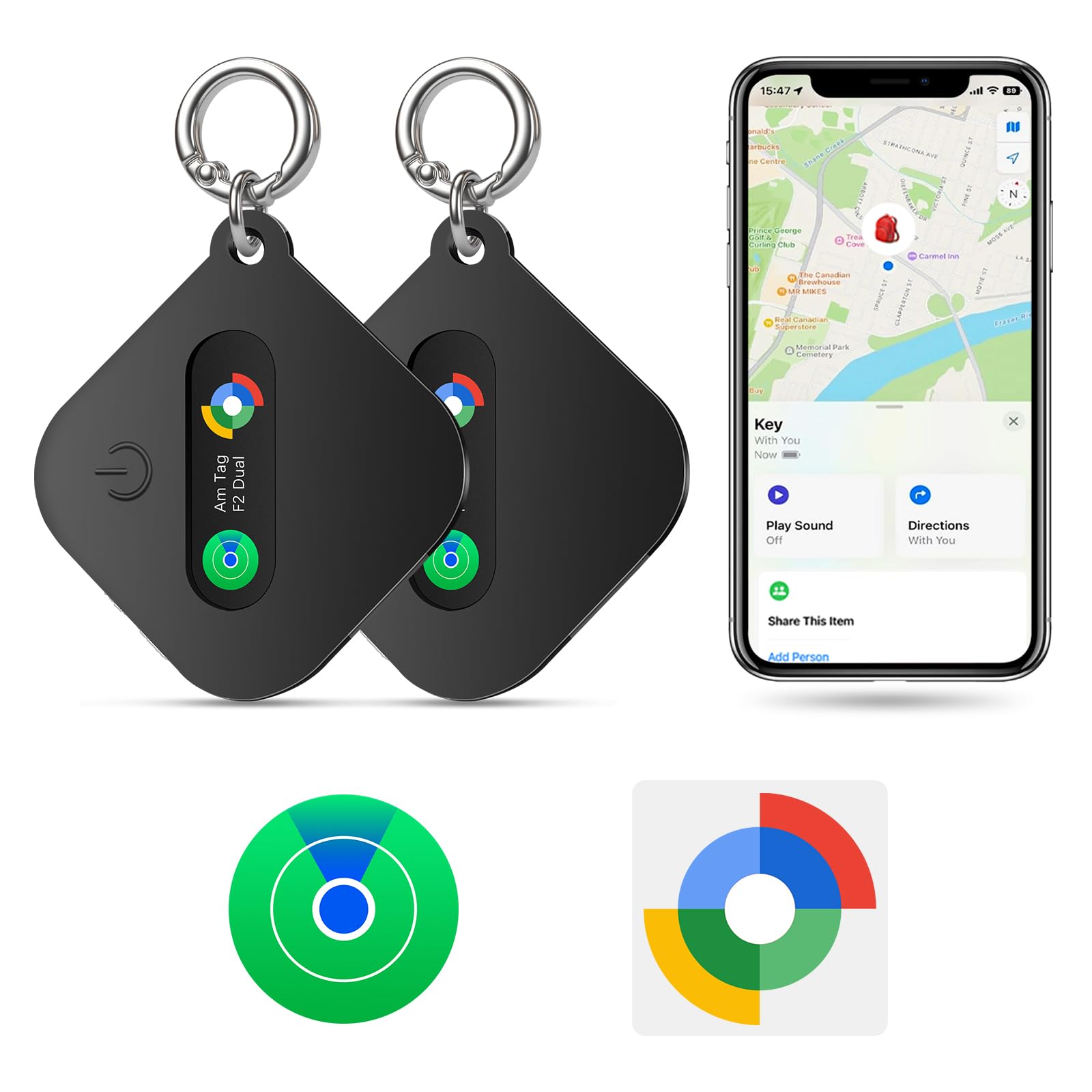 Photo 1 of eMjollRay Bluetooth Tracker for iOS or Android, Smart Tracking Tag/Key Finder/Luggage Tracker/Item Locator, Compatible with iOS Find My or Google Find Hub App, IP67 Waterproof.2-Pack