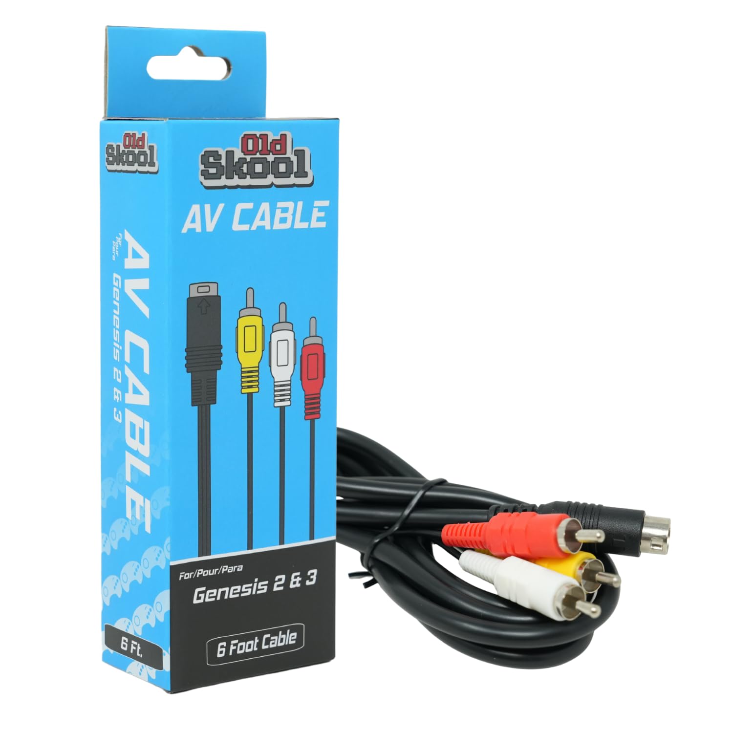 Old Skool Sega Genesis 2, 3, Nomad, or 32x Standard AV Cable (Bulk Packaging)