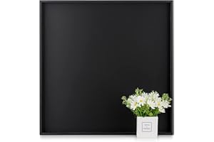 Hanobe Square Large Ottoman Tray: Modern Extra Large Black Serving Decorative Trays with Cutout Handles for Living Room Coffe