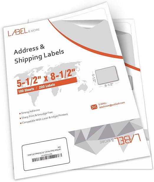Amazon.com : LABEL&MORE Half Sheet Labels 5-1/2