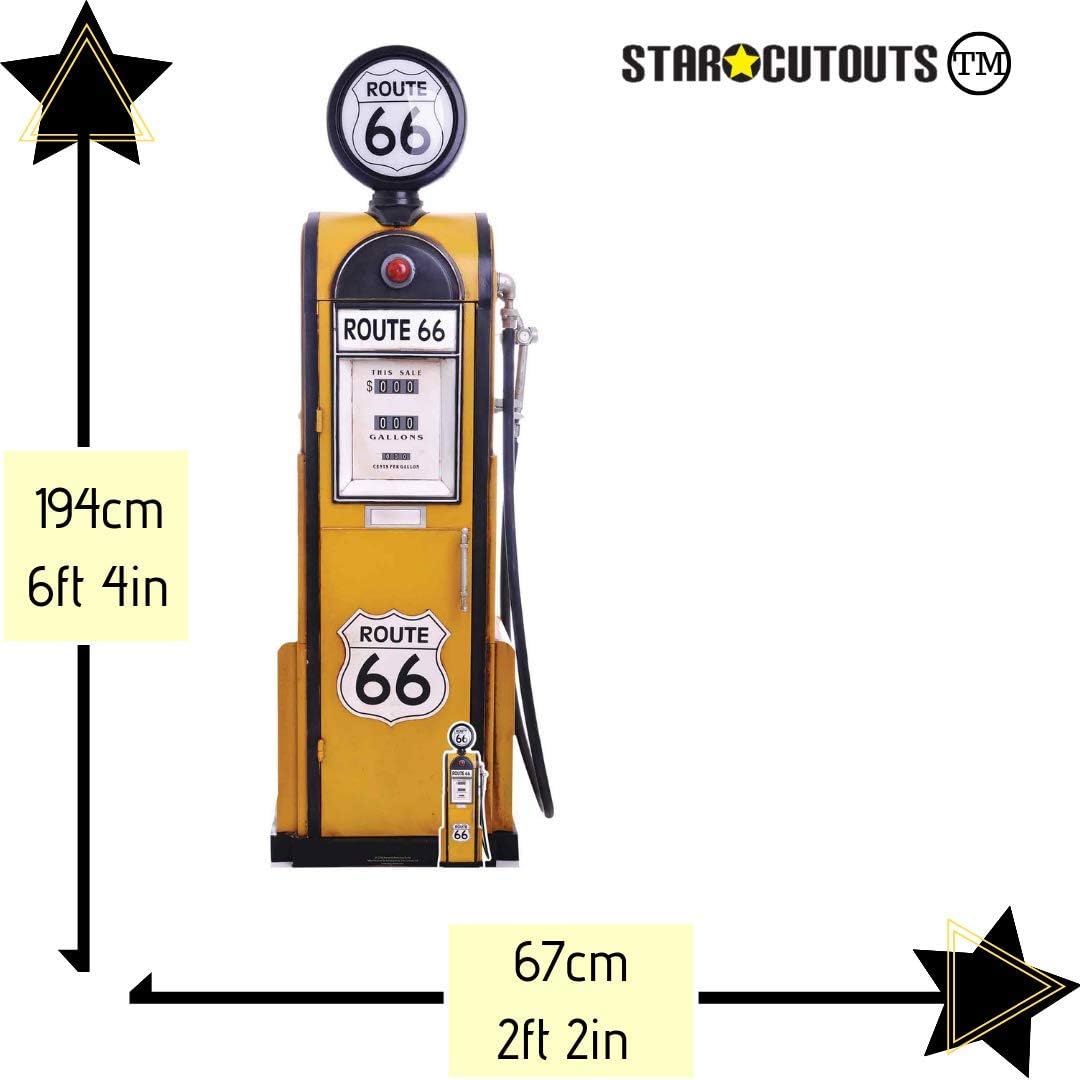 Star Cutouts Ltd SC1398 Route 66 Gas Pump Cardboard Standee Perfect for Parties, Gifting and Events 6ft 4in 194cm Tall with Free Table top Cutout - Image 3