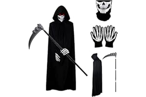 GTYZZH Halloween Grim Reaper Costume, Scary Ghost Halloween Costume Set for Youths Adults Halloween Cosplay Costume Props