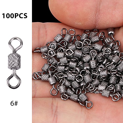 Barrel Fishing Swivel, Yevenr 100Pcs Rotate Fishing Swivel Langlebiger Angelwirbel Hochfester Angelschwenkring für den… – Bild 6
