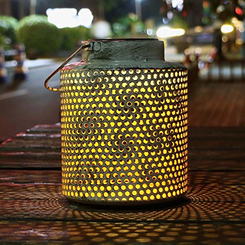 image for TAKEME Outdoor Solar Lantern,Metal Garden Decorative Waterproof Table 