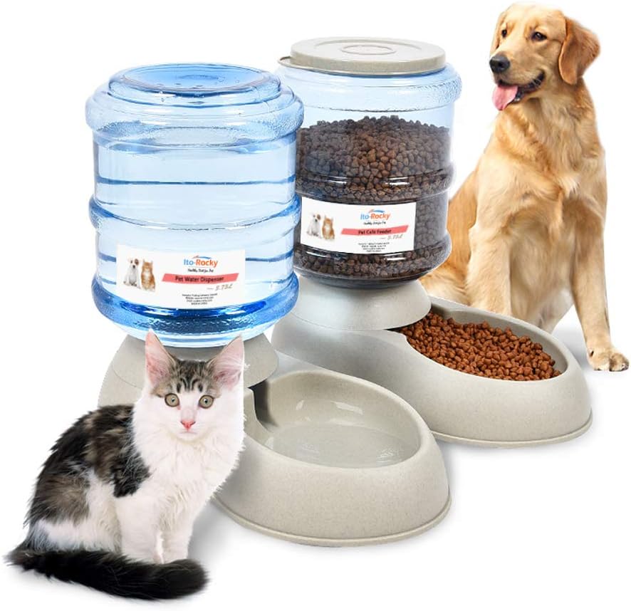 Kitchen & Dining : Pet Feeding Solution Automatic Cat & Dog Cafe Feeder and Water Dispenser in Set with Food Scoop - Ito Rocky 6-Meal Automatic Food Dispenser for Small / Middle Puppy and Kitten : 