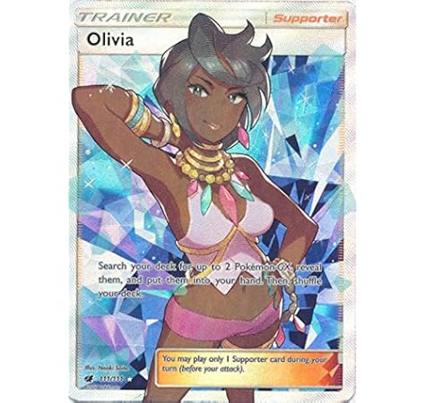 Amazon Com Pokemon Olivia 111 111 Full Art Ultra Rare Sun Moon Crimson Invasion Toys Games