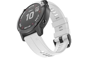 OVERSTEP Compatible with Garmin Fenix 5X Band 26mm Width Soft Silicone Watch Strap for Fenix 6X/Fenix 7X/Fenix 5X Plus/Fenix 6X Pro/Fenix 3/Fenix 3 HR/Tactix/Descent MK1/D2 Delta PX/D2 Charlie, White