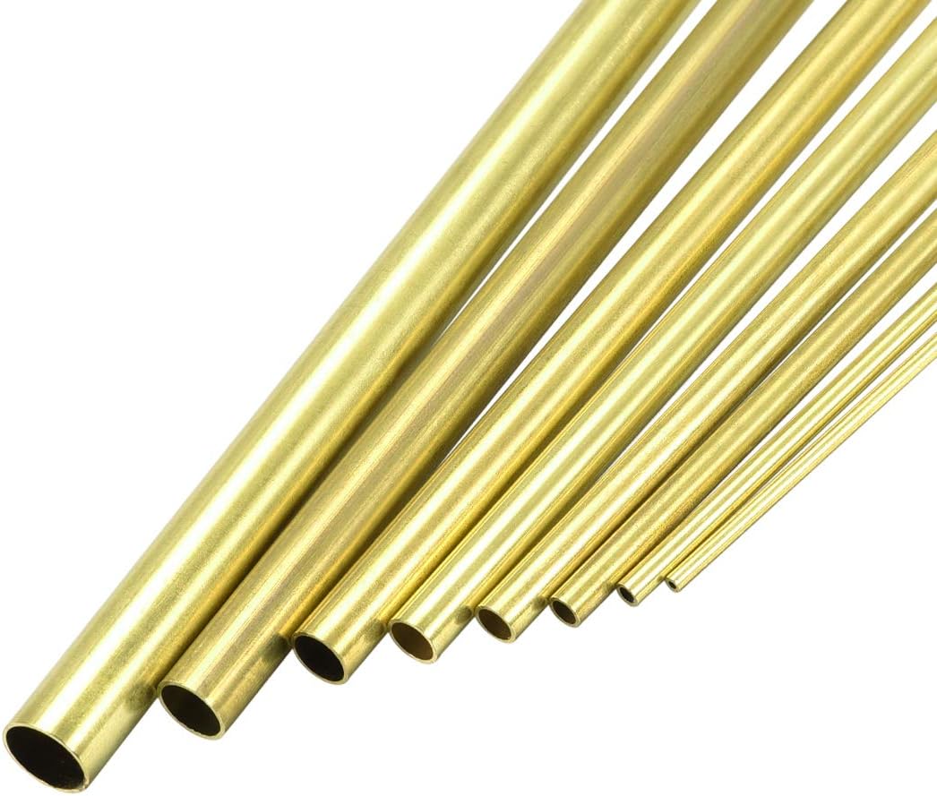 sourcing map Brass Tube, 2mm 3mm 4mm 5mm 6mm 7mm 8mm 10mm OD x 0.5mm