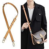 KIYOMIL Genuine Vachetta Leather Shoulder Bag Strap Crossbody Replacement for Handbag or Purse(BEESWAX-Width:0.70in&Three-segment Adjustable Length:26.8-47.2in)
