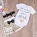 Baby Girls Love Bodysuits Sequins Tassels Pants Outfit Headband (6-12 Months,Gold)