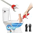 69"Toilet Snake Clog Remover,Toilet Auger Grabber Tool，Plumbing Snake for Toilet,With 4 Claws Bendable Hose Pickup Reaching Assist Tool for Grabbing Objects Blocked in Toilet Pipes and Drainage Drains