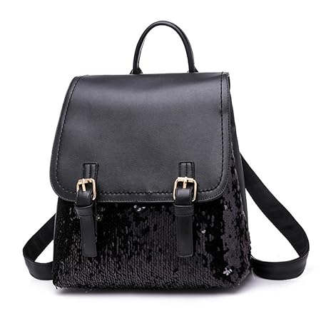 Yolease Frauen Leder Rucksäcke Schulranzen Teenager Rucksack Pailletten Rucksack o.ä Bling Bling
