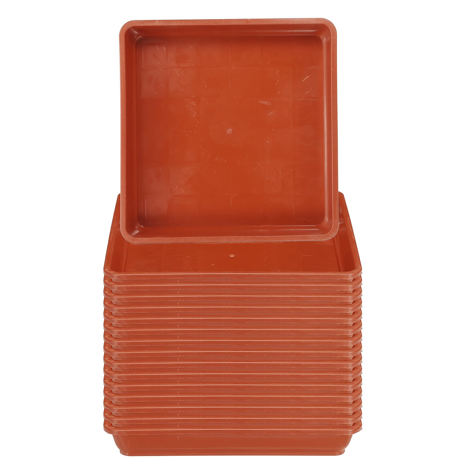 PATIKIL Plant Saucer Tray, 15 Pack 10 Inch Plastic Square Plant Saucer Flower Planter Drip Tray for Indoors Outdoors Patio Balcony, Terracotta