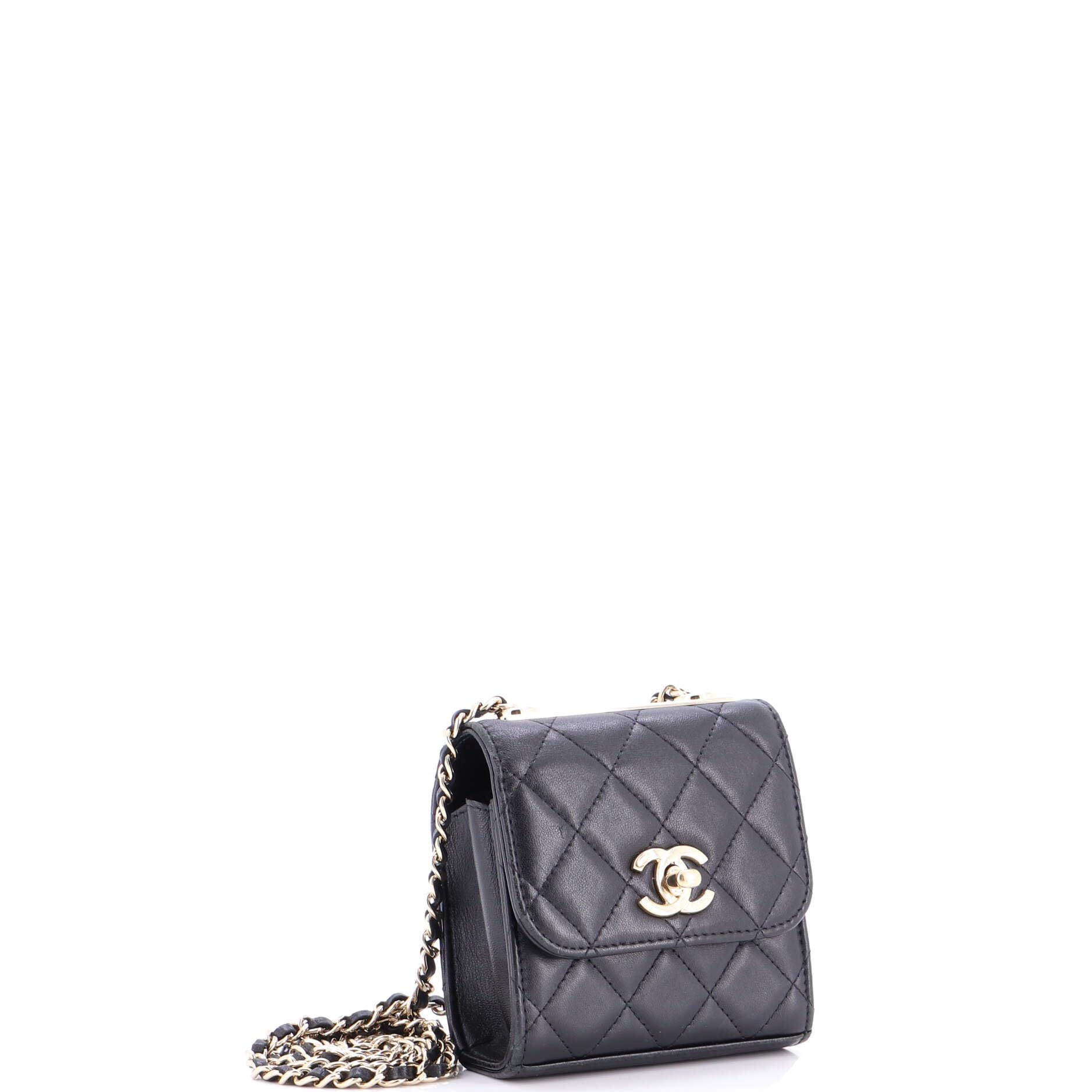 CHANEL Pre-Loved Trendy CC Clutch with Chain Quilted Lambskin Small, Black