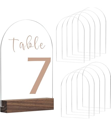 10 Pack 4x6 Inch Blank Clear Arch Acrylic Sign With Wooden Stands, Arched Round Top Acrylic Sheet, DIY Acrylic Arch Table Numbers For DIY Name Card Gifts Event Party Sign Decoration - View #12