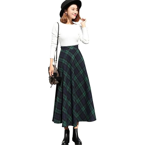 Amazon Followdreamロングスカート 黒 おしゃれ マキシ丈 チェック