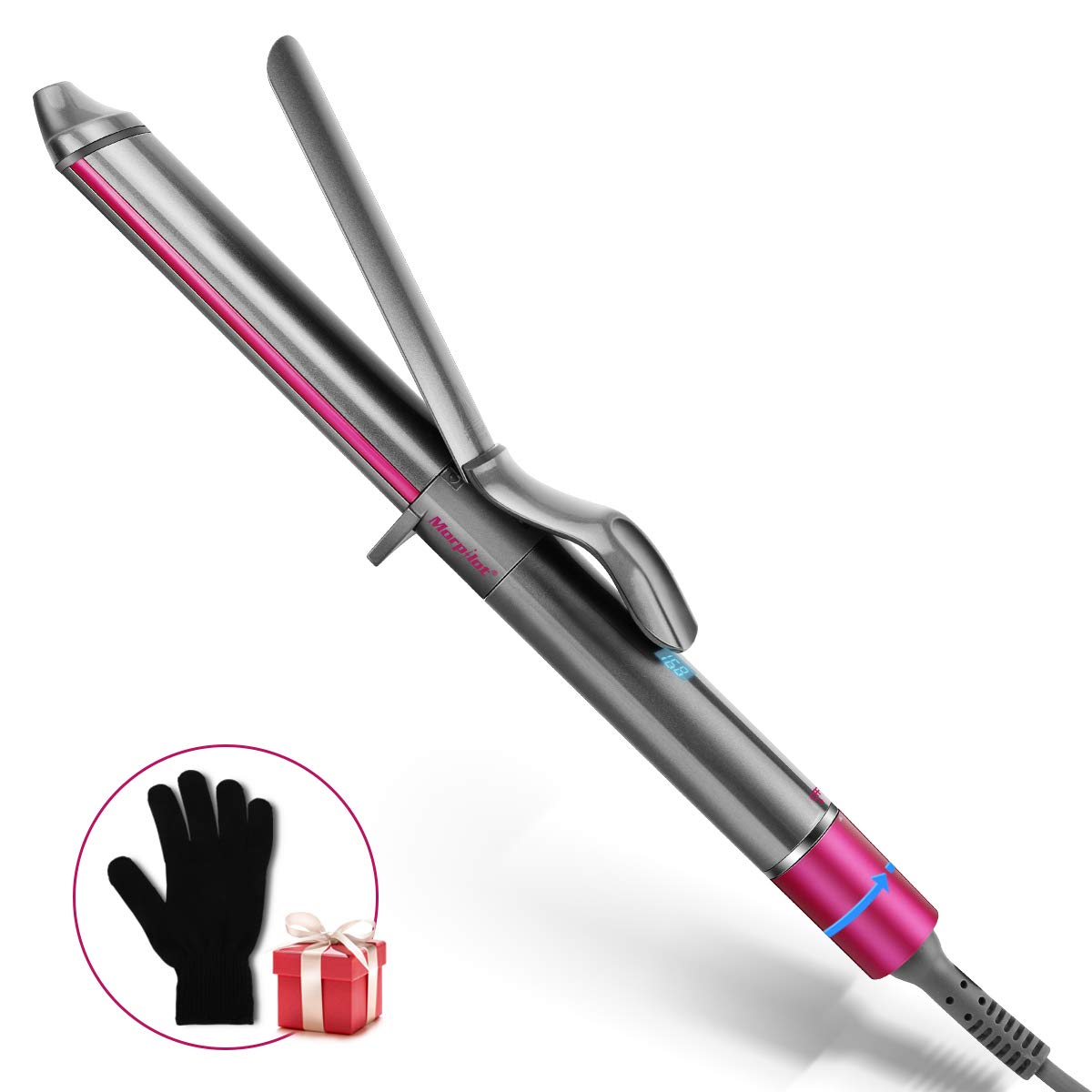 Morpilot Curling Iron, Dual Voltage Hair Curling Wand Automatic Rotating Wand