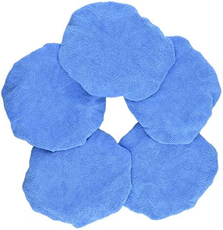 Blue Microfiber Car Polisher Pad Bonnet Polishing Bonnet Buffing Pad Cover For Car Polisher Pack of 5Pcs 5-6 7-8 9-10 (7-8")