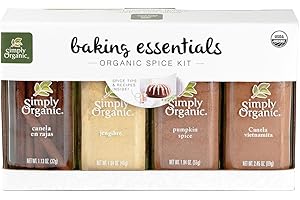 Simply Organic Baking Essentials Spice Kit, Natural, Cinnamon, Pumpkin, Ginger, Pack of 4