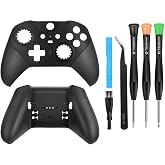 Front Back Housing Shell Faceplate Grip Cover Replacement Repair Parts Accessories Kit for Elite Series 2 Controller (Black)
