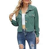 Hairwilly Women's Corduroy Jackets Long Sleeve Button with Pocket Jackets Casual Blouses Tops