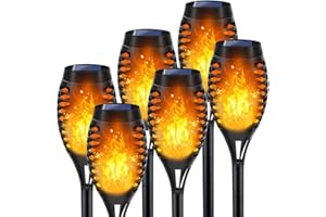 LNRYY Outdoor Solar Lights, 6Pack Solar Torch Light with Flickering Flame, Christmas Lights Waterproof for Christmas Decor, Tiki Torches for Outside, Luces Solares para Exteriores Pathway Yard Garden Decor
