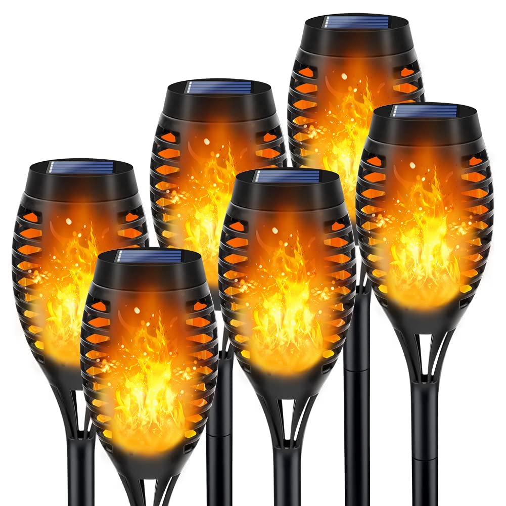 Photo 1 of ***(PARTS ONLY/ NON FUNCTIONAL)***Outdoor Solar Lights, 6Pack Solar Torch Light with Flickering Flame, Christmas Lights Waterproof for Christmas Decor, Tiki Torches for Outside, Luces Solares para Exteriores Pathway Yard Garden Decor