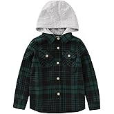 MOMOLAND Little Boys Long Sleeve Button Down Plaid Flannel Shirts with Hood