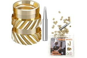 QSJ 120 PCS M3 Threaded Inserts M3x5.7x4.6 mm Heat Set Inserts for 3D Printing Metric Knurled Nuts Brass Heat Set Insert for Plastic Parts with 900M-T Soldering Iron Tip