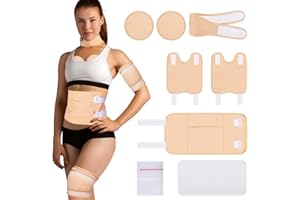 FOURSEAS Castor Oil Pack Wrap, 7 Pcs Reusable Organic Castor Oil Packs for Liver Detox, Adjustable Oil Leakproof Castor Oil Compress Pads for Neck Chest Waist Back Knee Arm