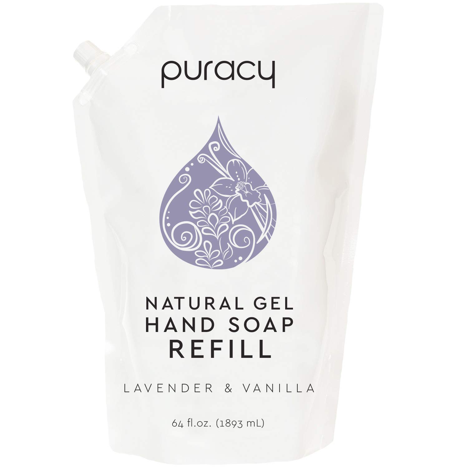 Puracy Natural Gel Hand Soap Refill, Lavender & Vanilla, 64 Fl Oz