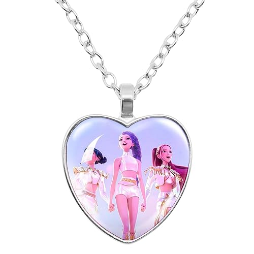 K-Pop Demon Hunters Necklace, Heart Shaped Pendant Christmas Cosplay Decorations Costume Accessories Birthday Gifts for Women, to Fans, Girls, Women