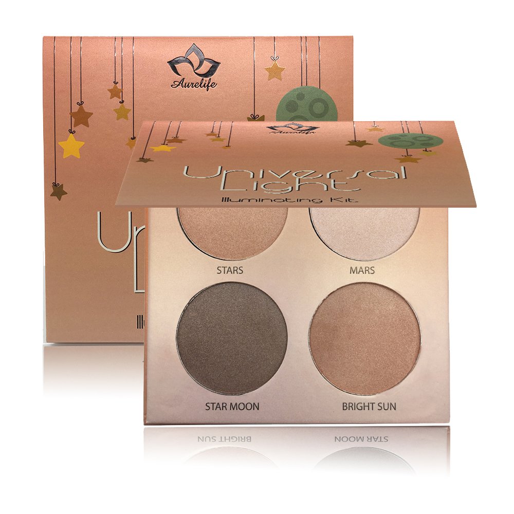 Aurelife Makeup Glow Kit Llluminator Highlighter & Bronzer Collection Luminous Shimmer Matte Face Palette
