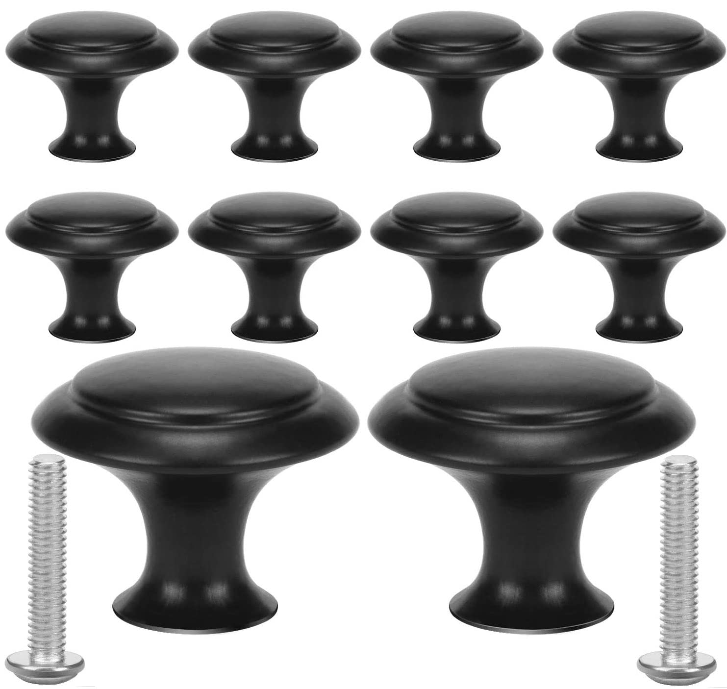 nutmanel 10pcs Zinc Alloy Cabinets Knobs Handles, Round Black Drawer Knobs for Old Kitchen and Cupboard Makeovers, Black