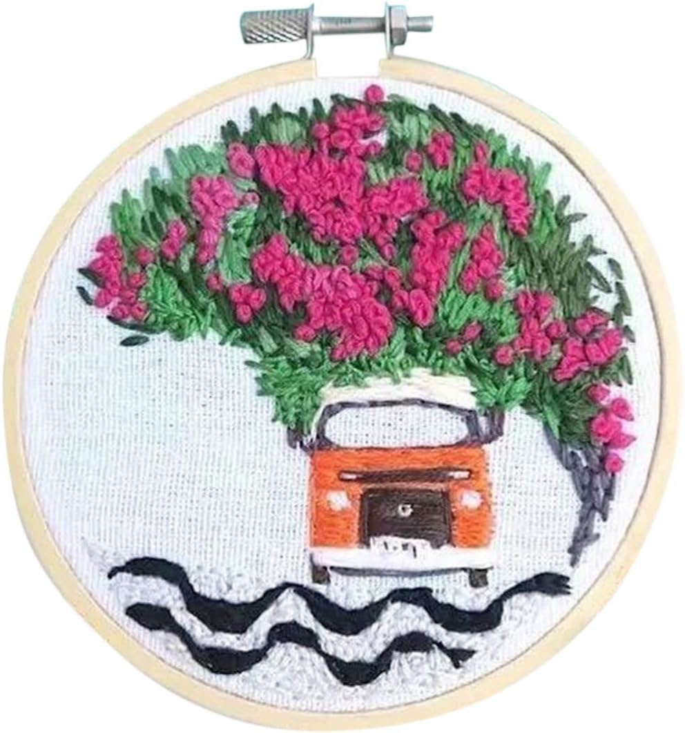 Yamix Handmade Cross Stitch Kit Embroidery with 15 x 15cm Embroidery Hoop Needle