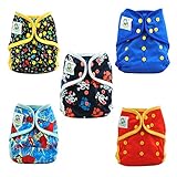 Coolababy 5 Reusable Baby One Size Snap Cloth Diaper Washable Cover For Boys and Girls