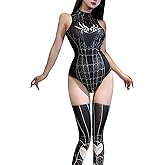 Women's Sexy Cutout Lingerie Set Cosplay Bodysuit 5 Piece with Stocking