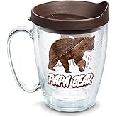 Tervis Papa Bear Made in USA Double Walled Insulated Tumbler Travel Cup Keeps Drinks Cold & Hot, 16oz Mug, Clear