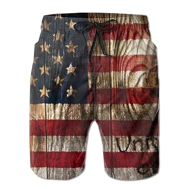 Amazon Com American Flag Painted On Reclaimed Barn Wood Mens Swim