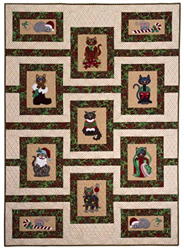 Lunch Box Quilts, Christmas Cats Applique Embroidery Quilt Pattern with Redemption Code and Backup CD for Use with Embroidery Sewing Machines