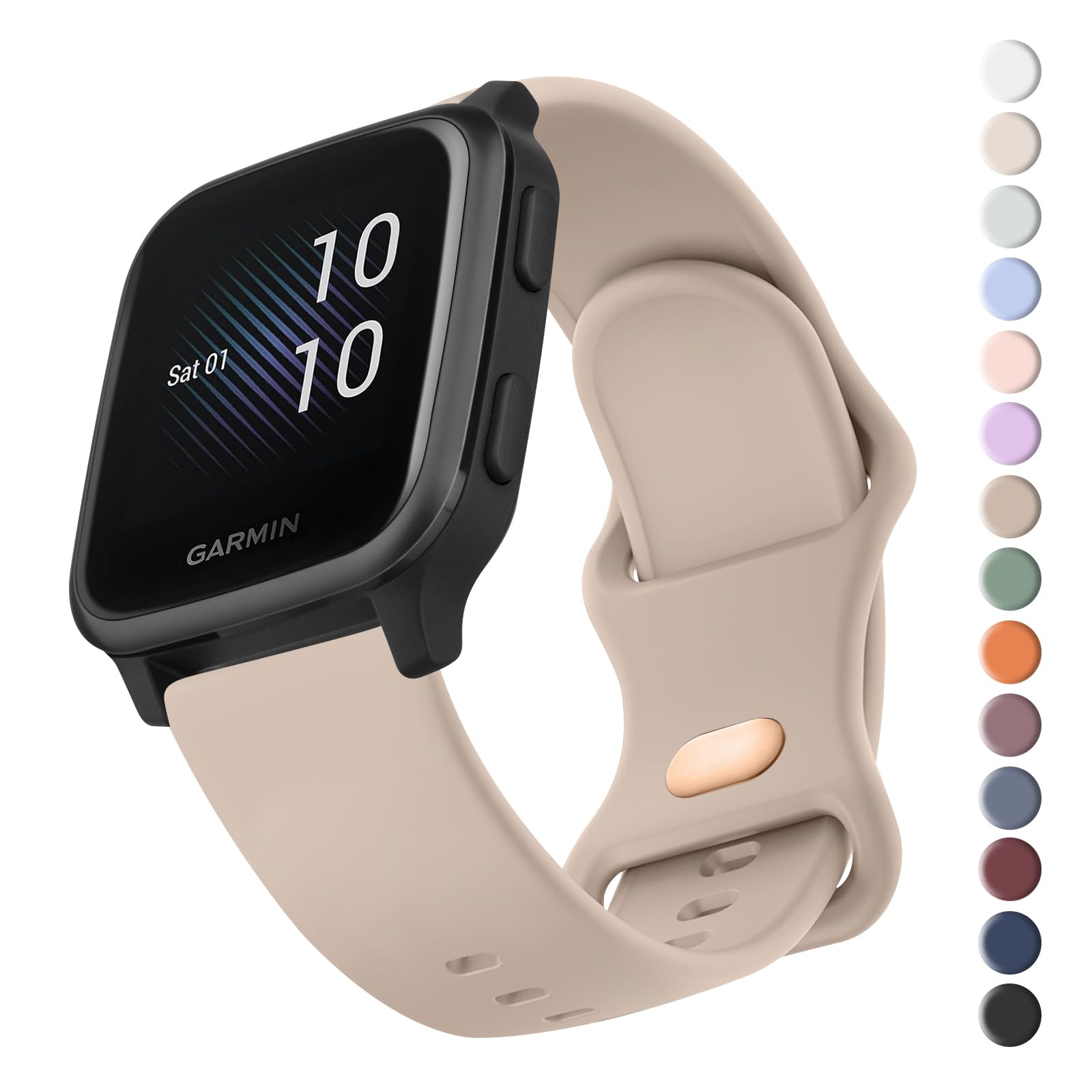 Strap Compatible with Garmin Venu Sq 2/Garmin Venu 2 Plus/Garmin Venu/Garmin Venu Sq Strap,20mm Adjustable Soft Silicone Strap for Garmin Venu Sq 2/Venu 2 Plus/Vivoactive 5/3 Music (MilkTea)