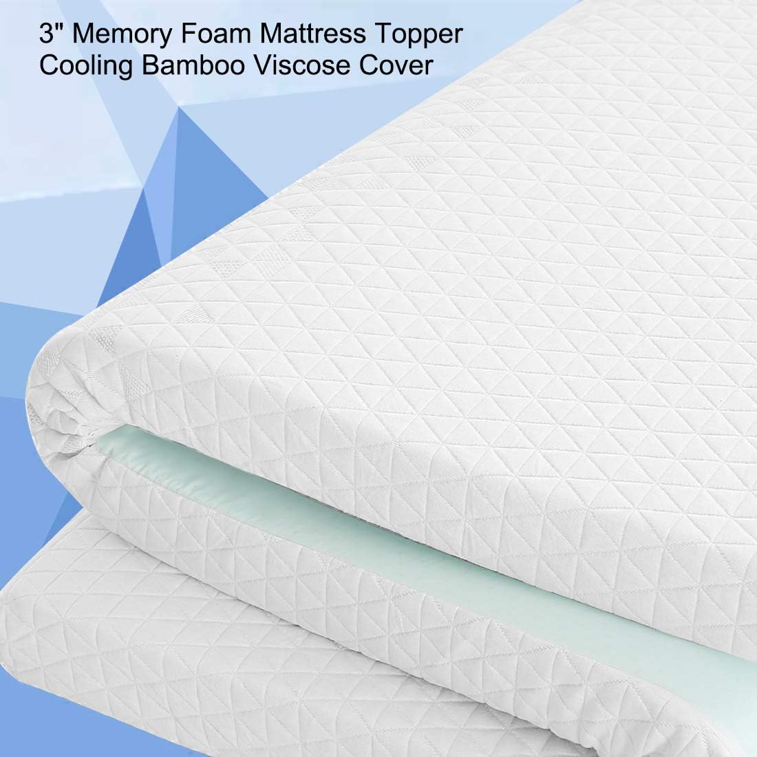 Abakan Luxury 3-Inch Memory Foam Mattress Topper Full Size Bed Topper with Bamboo Viscose Cover, Pressure Relieving, Zipper Closure, Removable and Washable & EMONIA: Kitchen & Dining