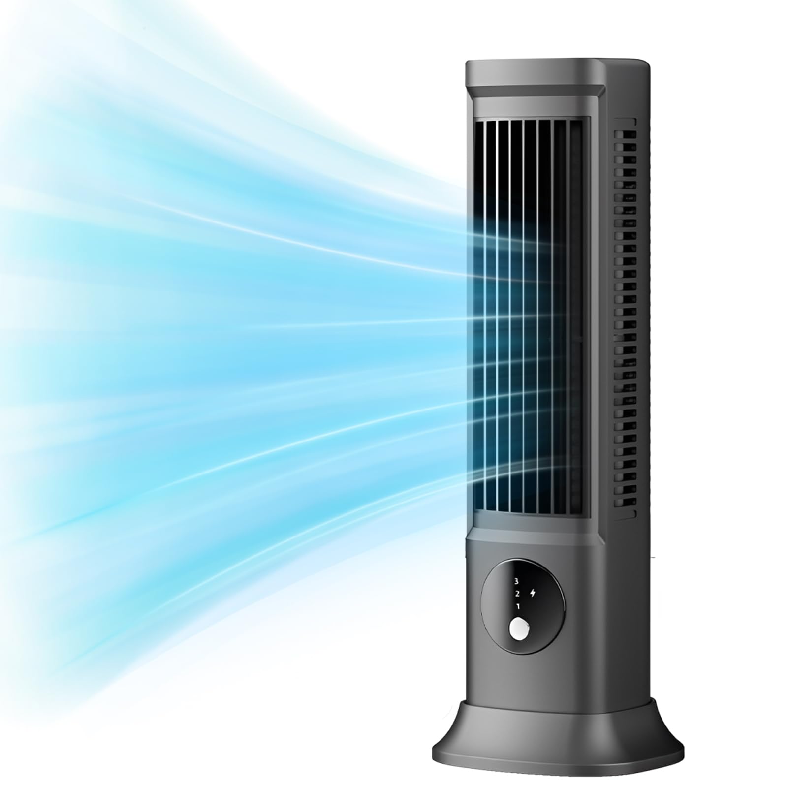 Desktop Tower Fan, Portable Bladeless Desk Fan with 3 Speeds Adjustable, 10 in Air Cooler Small Fan Quiet Table Fan for Bedroom Office Home Outdoor