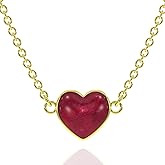 Natural Genuine Gemstone Necklace for Women - Authentic 925 Sterling Silver Necklace 18K Gold Vermeil Jewelry, Dainty Heart Shape Pendant Necklace for Teen Girls, Gift for Mothers Day